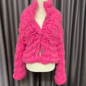 Pink sweater coat